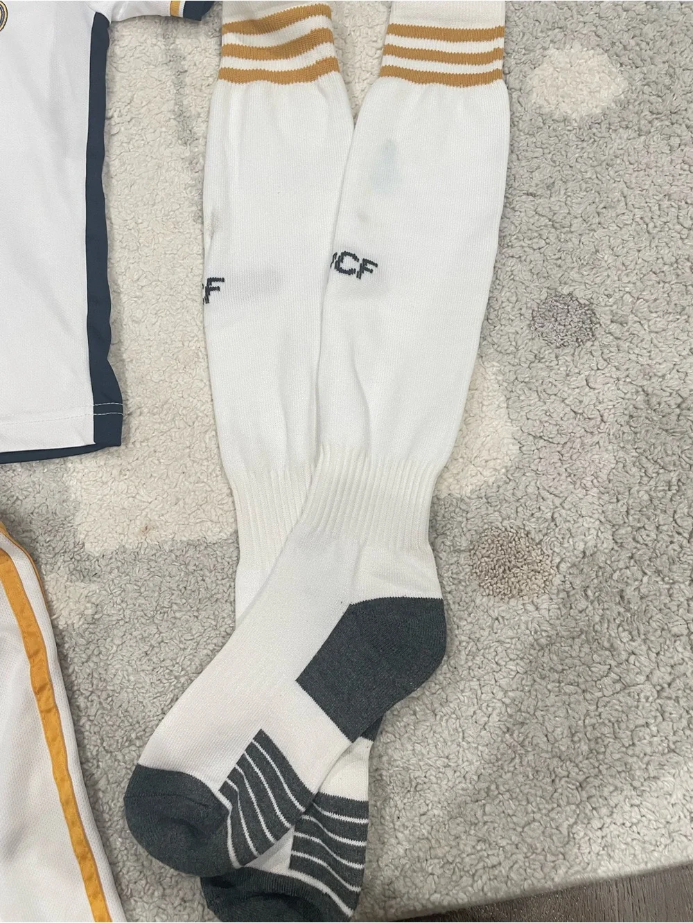 Real Madrid Kids White & Gold Soccer Jersey Set